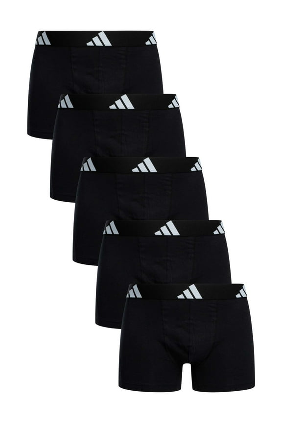 Men's Boxer Shorts, 5-Pack - Trunks, Active Flex Cotton, Logo Black L (Large)