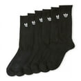 thumbnail image 1 of Adidas 6 Pair Pack Original Trefoil Athletic Moisture Wicking Crew Socks Black Large/8-12, 1 of 5