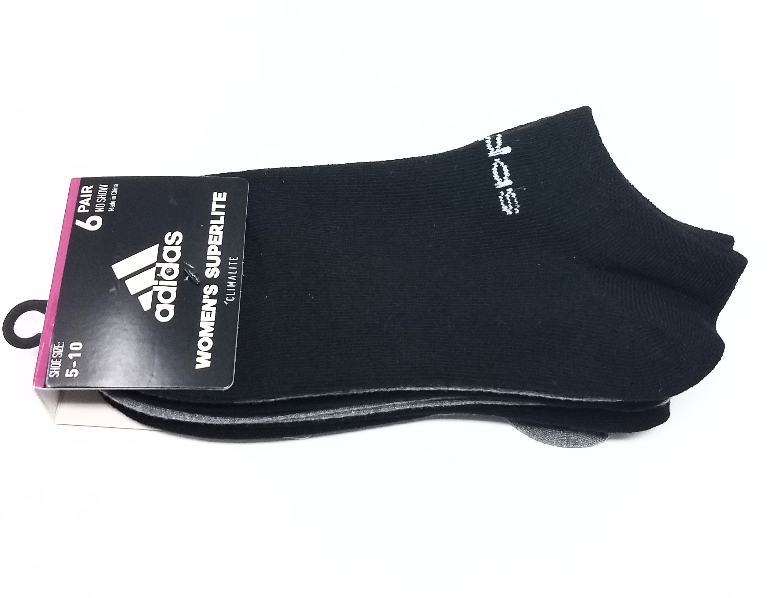 Adidas Pair Women's Superlite No Show Socks Black/Grey (Shoe