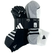 MZXELPRJD Adidas 6 Pairs Men's Low Cut Socks 6 Pack for Shoe Size 6-12 Black - White Mix