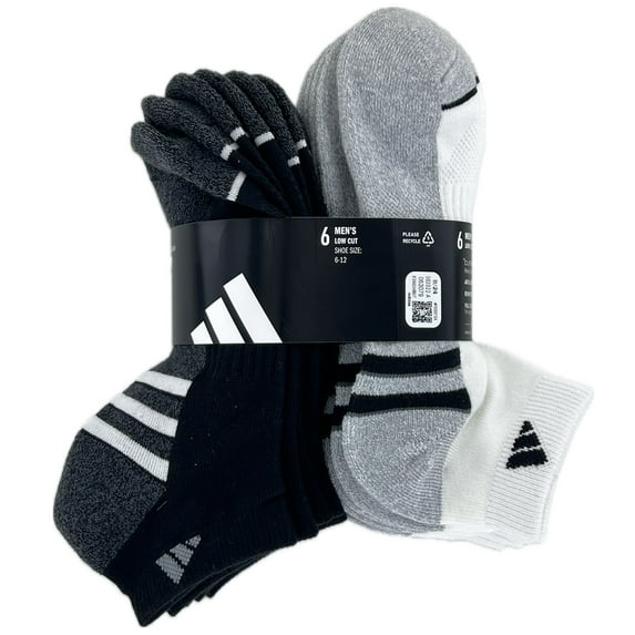 Adidas Men's Low Cut Socks, 6 Pairs (White & Black)