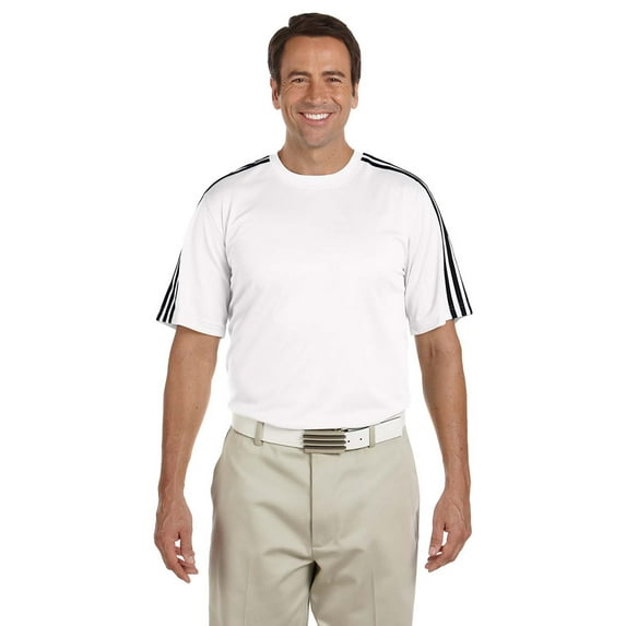 Adidas A72 Mens Climalite Stripe T-Shirt -White/Black -Large