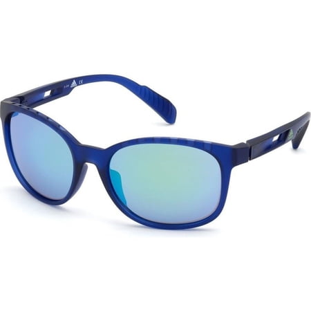 Adidas SP0011 91C 58mm Rectangle Sunglasses Unisex Matte Blue