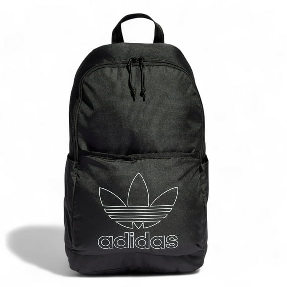 Adidas Unisex Adicolor Backpack, Versatile Trifoil Light, Black, Front Zip Pocket, 17"