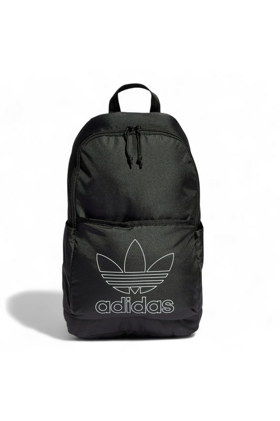Unisex Adicolor Backpack, Versatile Trifoil Light, Black, Front Zip Pocket, 17"