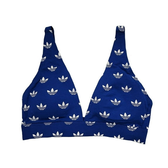 Adidas Adicolor Comfort Flex Cotton Unlined Triangle Bralette - 4A7H01 (Blue Pattern, L)