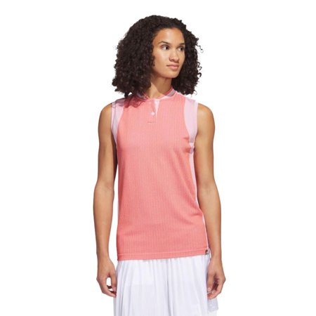 Adidas Golf Ladies Spacedye Sleeveless Polo Preloved Red Medium