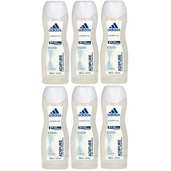 Adidas Adipure Pure Performance Unisex Hydrating Shower Gel, 13.5 Ounce (Pack of 6)