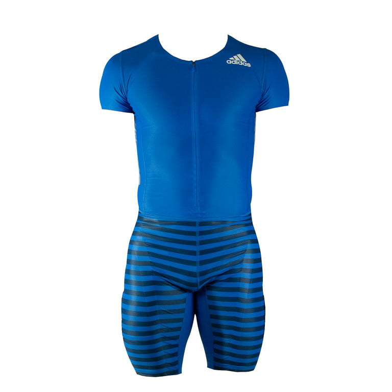Adidas Adizero Short Sleeve Speed Compression Running Track Suit (XLarge,  Blue)