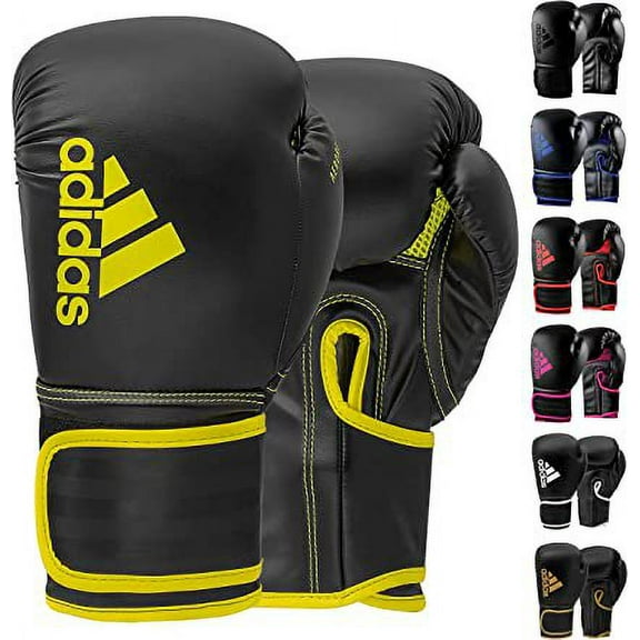Adidas Adult Boxing Gloves for Sparring, BLACK & YELLOW, 10 oz