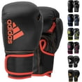 thumbnail image 1 of Adidas Adult Wear-Resistant Boxing Gloves for Sparring, BLACK & RED, 16 oz, 1 of 6