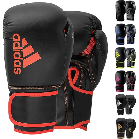 Adidas Adult Wear-Resistant Boxing Gloves for Sparring, BLACK & RED, 16 oz