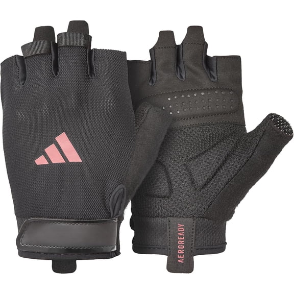 Adidas Aeroready Fingerless Training & Weightlifting Gloves – Black/Pink Logo, Size M