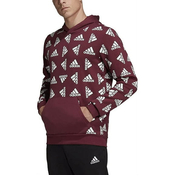 Adidas All Over Print Fleece Hoodie Casual, Victory Crimson, XLT
