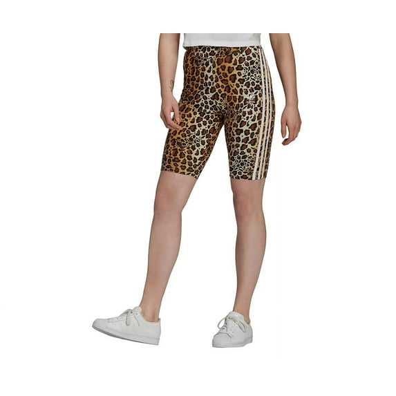 Adidas Animal Biker Womens Active Shorts Size Xxs, Color: Leopard/White