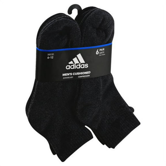 Men's adidas 6-pack Athletic Cushioned Quarter Socks Color: Gray Marl Size: 8-12