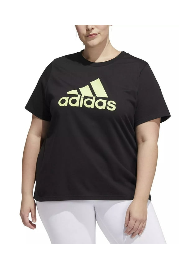 BLACK/LIME Women's Plus Size Cotton Logo T-Shirt, US 1X