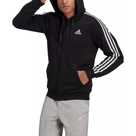 Adidas BLACK Men's Essentials Full-Zip Hoodie, US Large