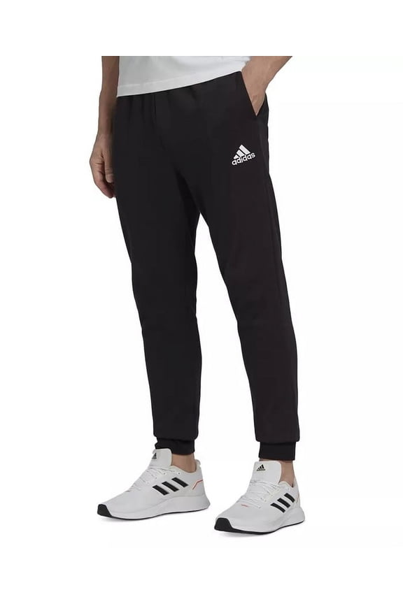BLACK/WHITE Men's Cozy Fleece Tapered Leg Jogger Pants, US Large