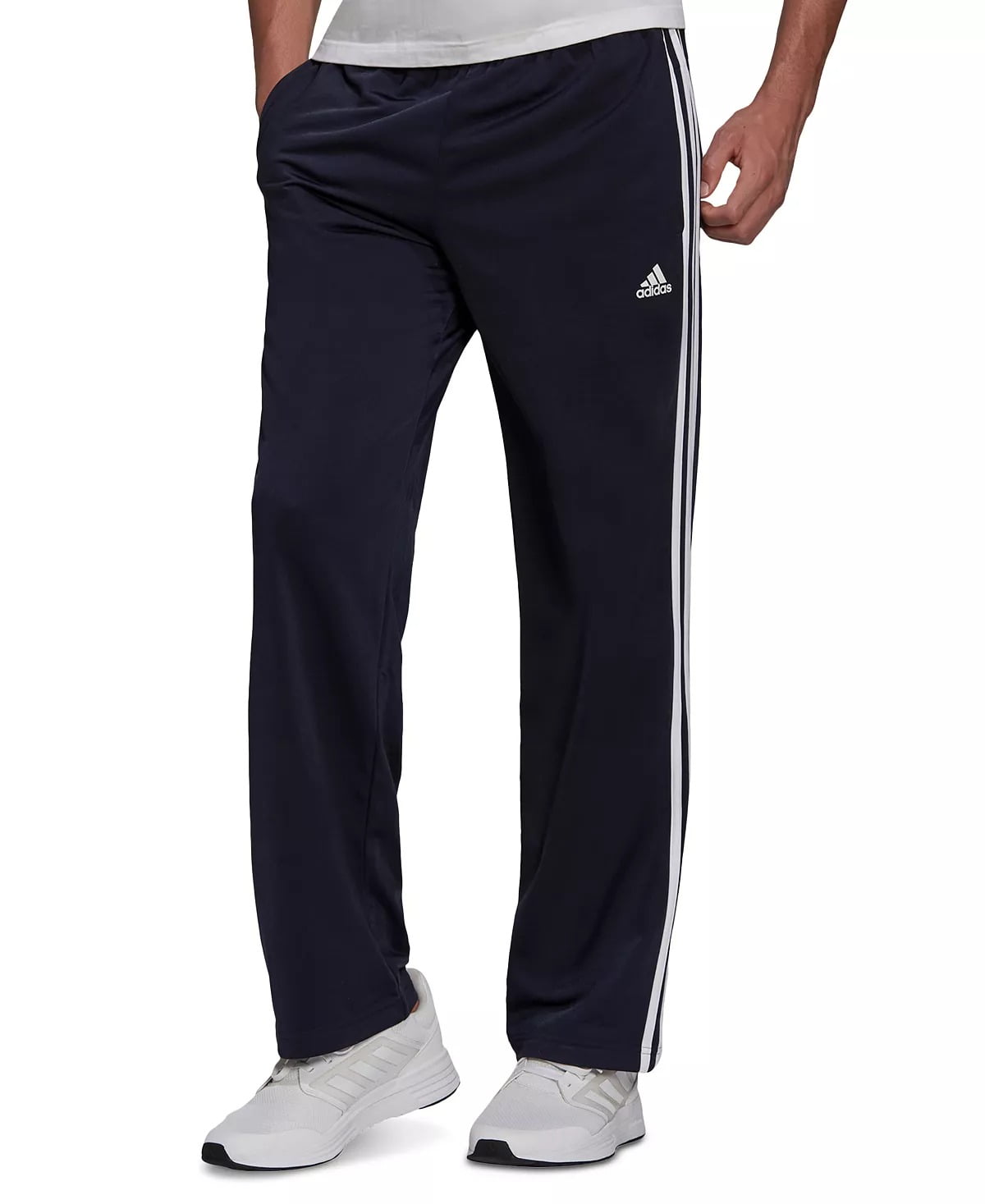 Adidas BLACK/WHITE Men's Primegreen Essentials Warm-up Track Pants, US ...