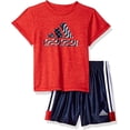 thumbnail image 1 of Adidas Baby Boys Short Sleeve Tee and Short Set, Vivid Red Heather, 12M, 1 of 2
