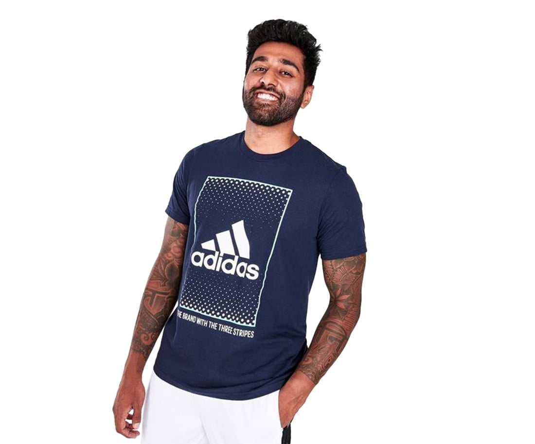 Adidas Badge of Sport Box Mens Active Shirts & Tees Size S, Color: Blue/Navy