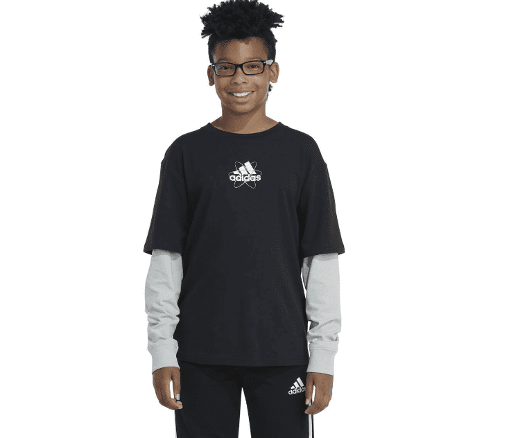 Adidas Big Boys Long Sleeve Atomic Layered T-shirt - Black