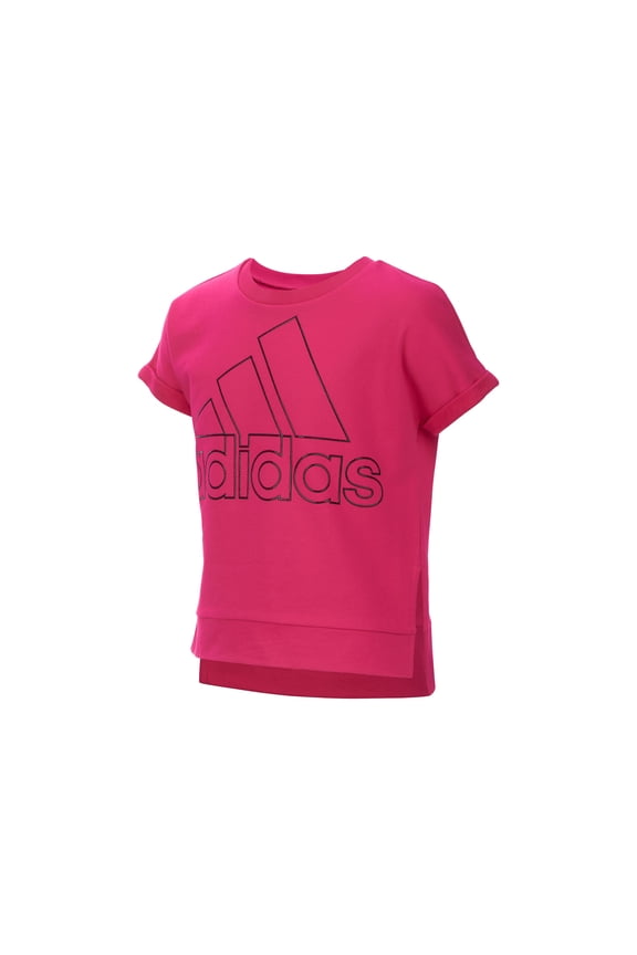 Big Girls Cropped Logo Print Sweatshirt Magenta/Sweatshirt L