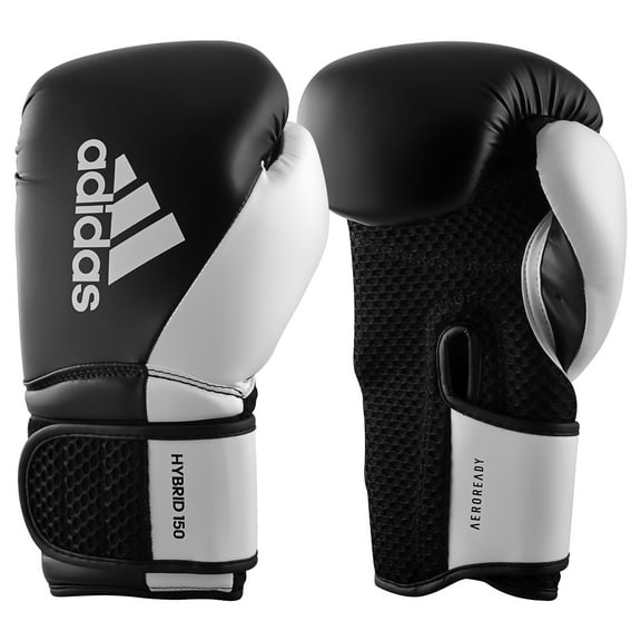 Adidas Boxing Gloves - Hybrid 150 - Kick Boxing and Punching Gloves - for Men & Women - Black/White, 10oz