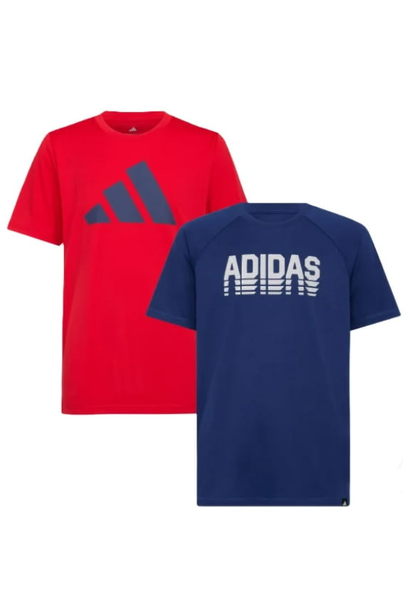 Boy's 2 Pack Performance Short Sleeve Tees (US, Alpha, X-Large, Regular, Navy and Red)