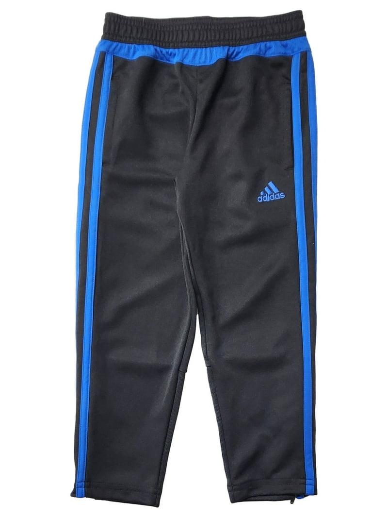 Adidas Boys Black Blue Stripe Athletic Zip Bottom Sweat Pants