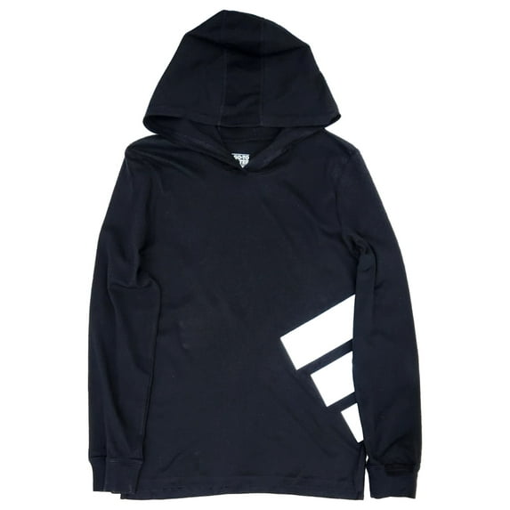 Adidas Boys Black Hooded Adidas Long Sleeved Hoodie T-Shirt Tee Shirt M 10-12