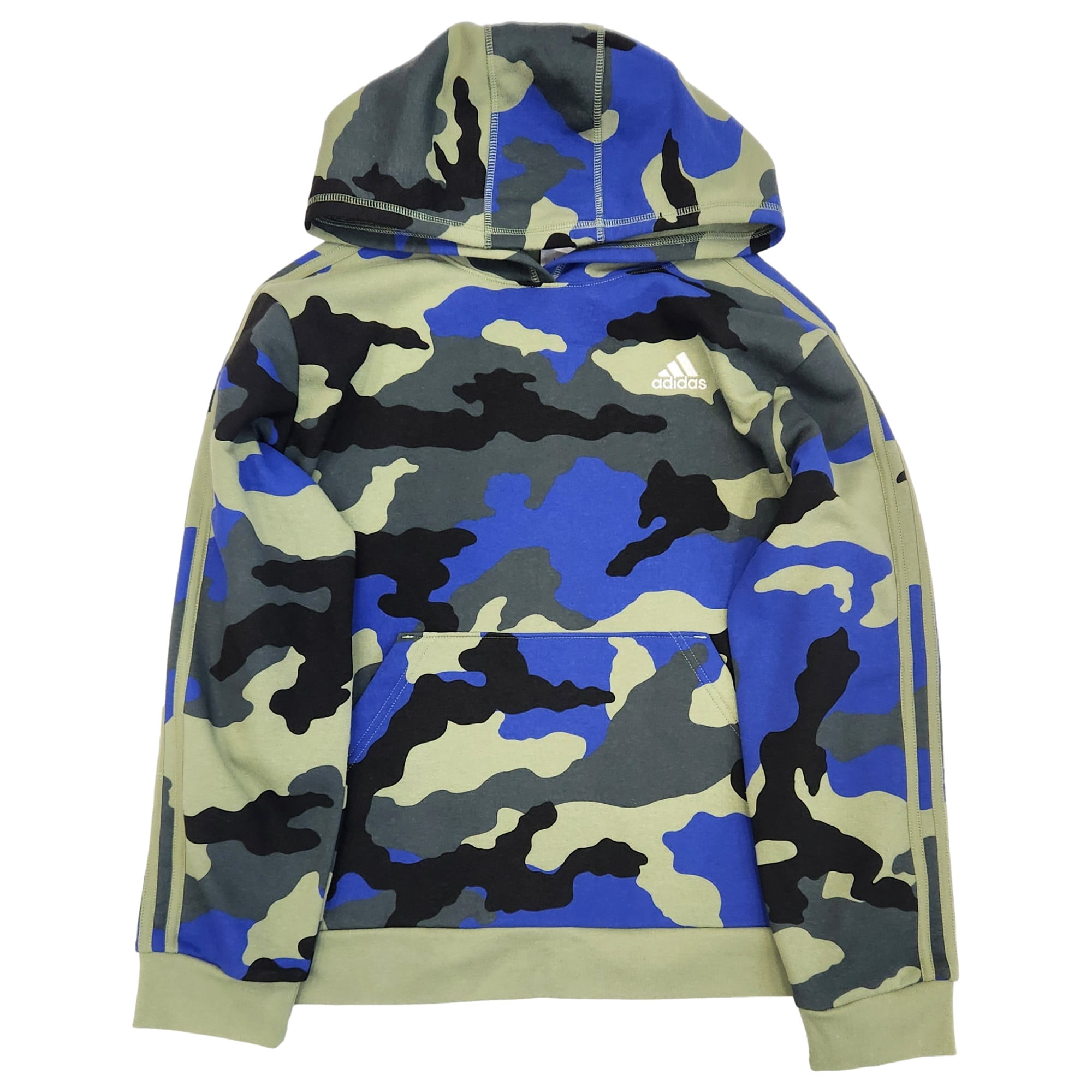 Adidas Boys Blue & Green Adidas Hoodie Sweatshirt With Front Pocket XL 18-20