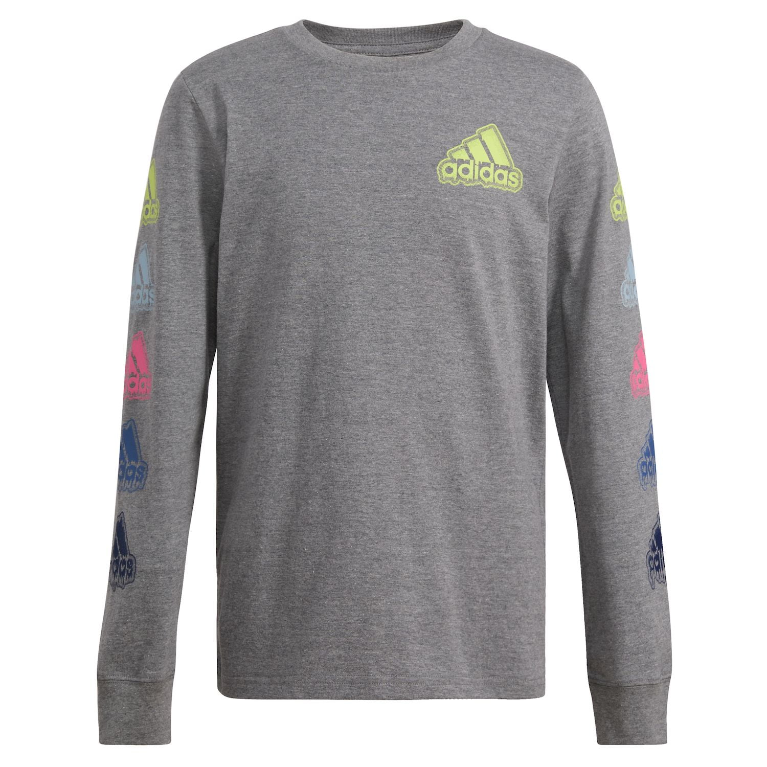 Adidas Boys Gray Adidas Logo Long Sleeve Sport Shirt Medium 10-12