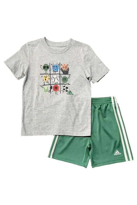 Boys Gray Large All Sports Grid T-Shirt & Shorts Set Athletic Outfit 6