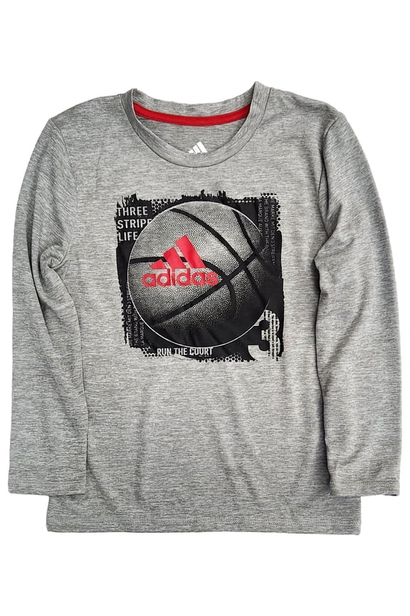 Boys Gray With Black Logo Athletic Quick Dry Long Sleeve T-Shirt Size 4