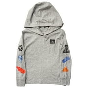 Adidas Boys Gray With Black Square Logo Long Sleeve Hooded T-Shirt 5