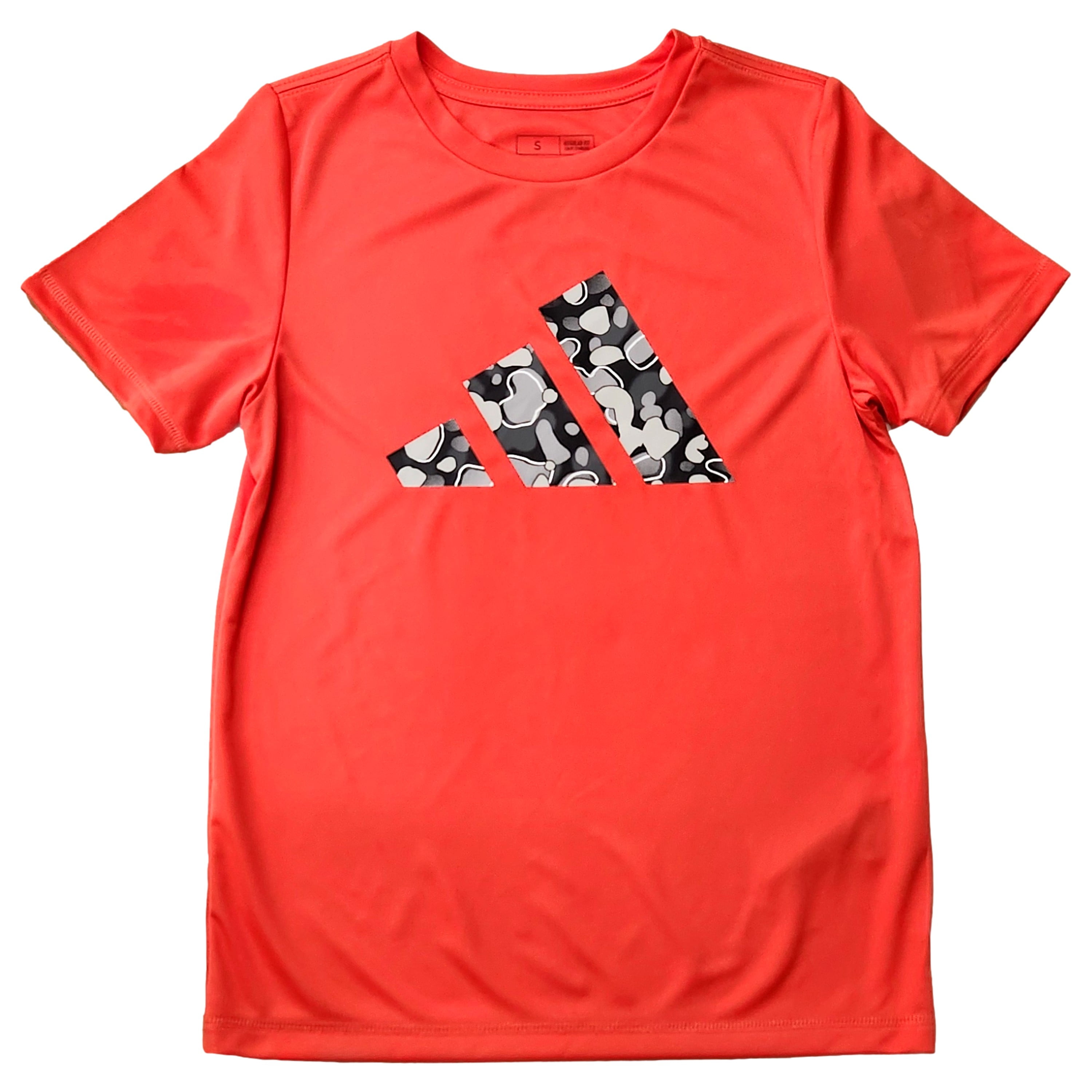 Adidas Boys Orange Triangle Logo Athletic Quick Dry Tee Shirt T-Shirt Small 8