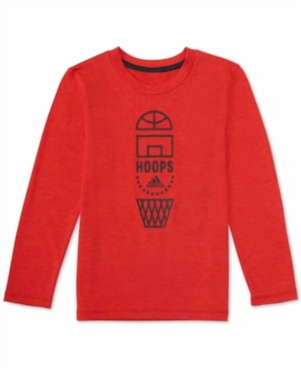 Adidas Boys Red Hoops Climalite Stay Dry Athletic Long Sleeve Sport Shirt 5