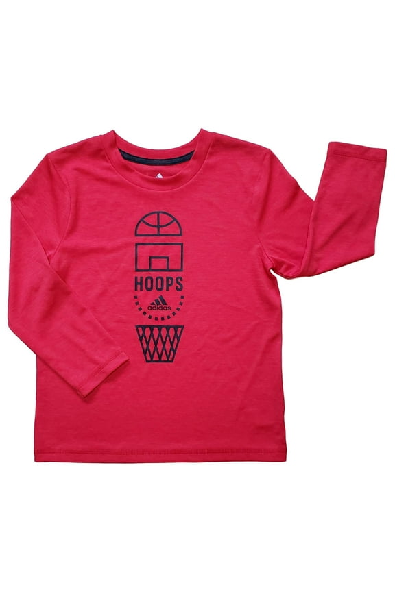 Boys Red Hoops Climalite Stay Dry Athletic Long Sleeve Sport Shirt 6