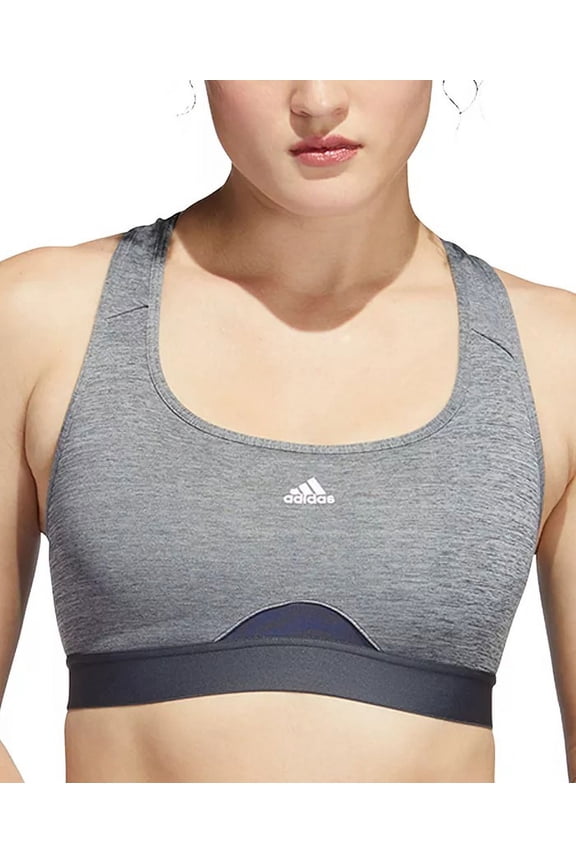 DARK GREY HEATHER Powerreact Training Sports Bra, US Large/A-C