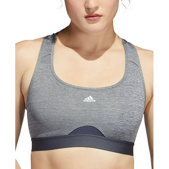 Adidas DARK GREY HEATHER Powerreact Training Sports Bra, US Large/D-DD