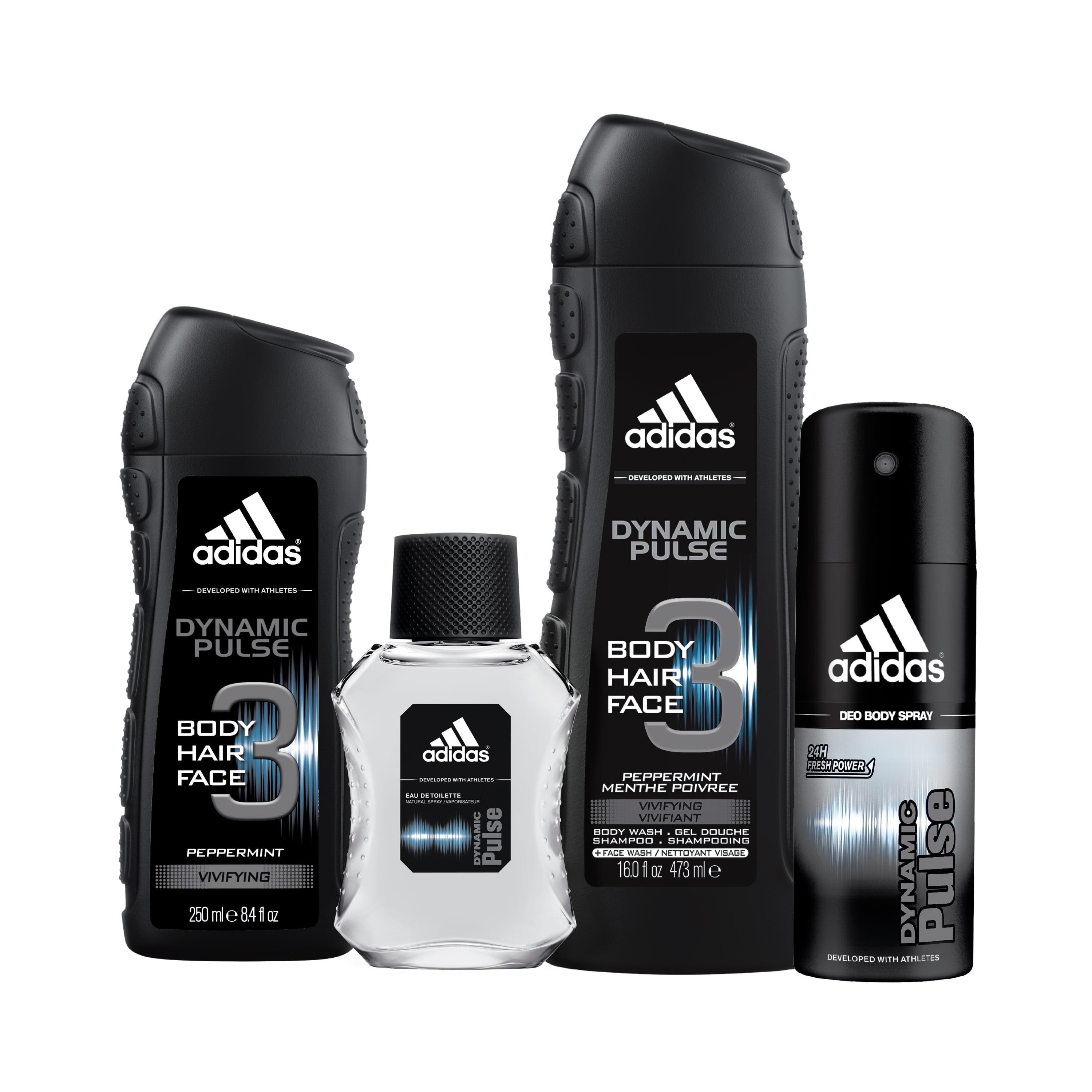 Adidas Dynamic Pulse by Adidas for Men - 4 Pc Gift Set 1.7oz EDT Spray, 4oz Deodorant Body Spray, 8.4oz 3-In-1 Shower Gel, 16oz 3-In-1 Shower Gel