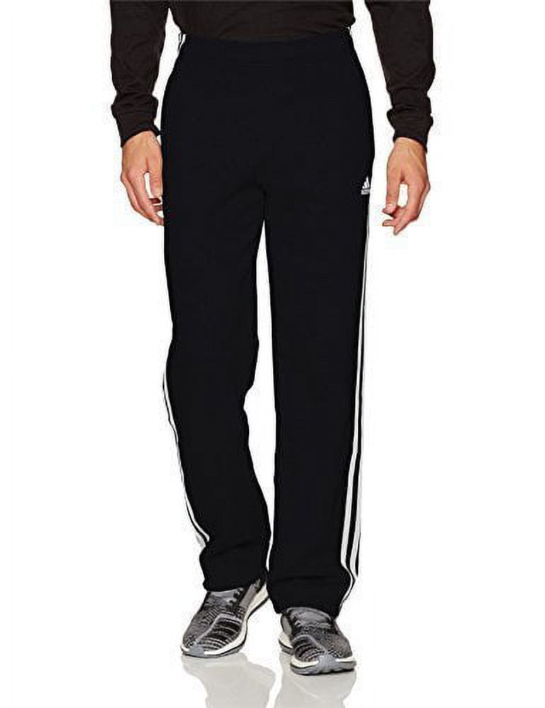 - Mens Adidas Pants L 3 Stripe Grey Heather/Black Regular - Fit Fleece Medium Essentials -