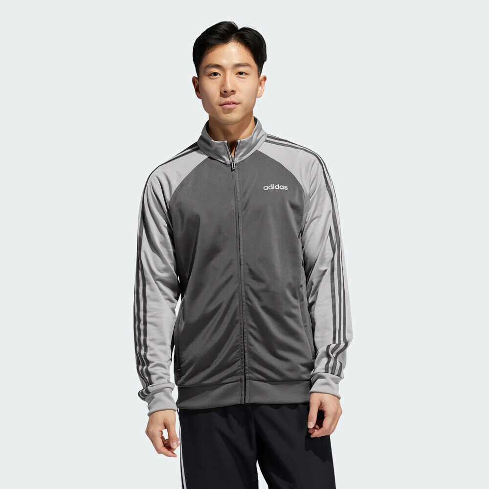 Adidas Essentials Men's 3-Stripes Track Jacket Grey Six/Solid Grey FI8177 - image 1 of 6