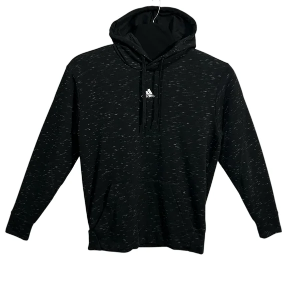 Adidas Essentials Mens French Terry Pullover Hoodie Sz S Black Melange Loose Fit