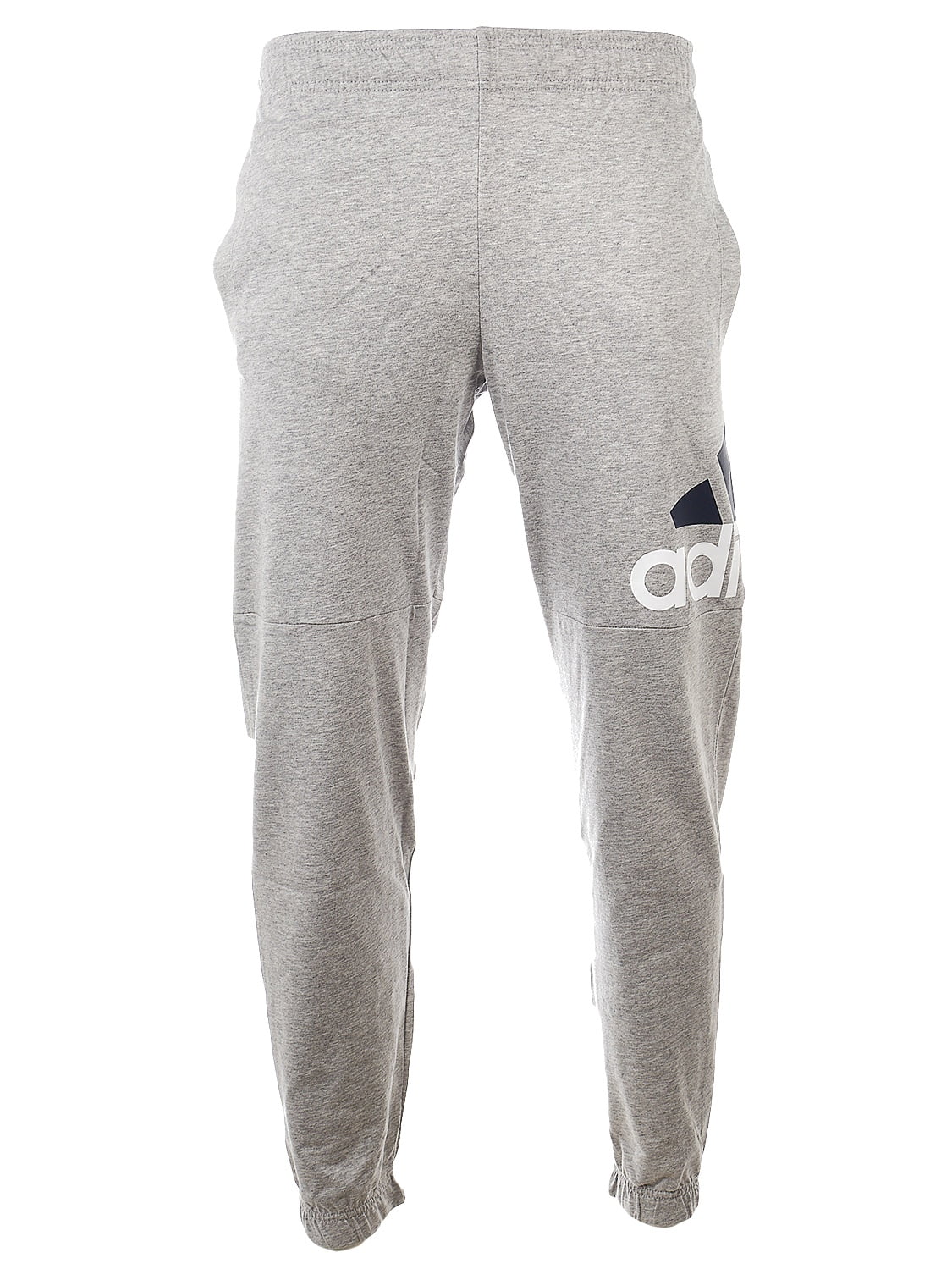 - Adidas Heather/White/Black Essentials Logo - - Pants Medium Mens Performance S Grey