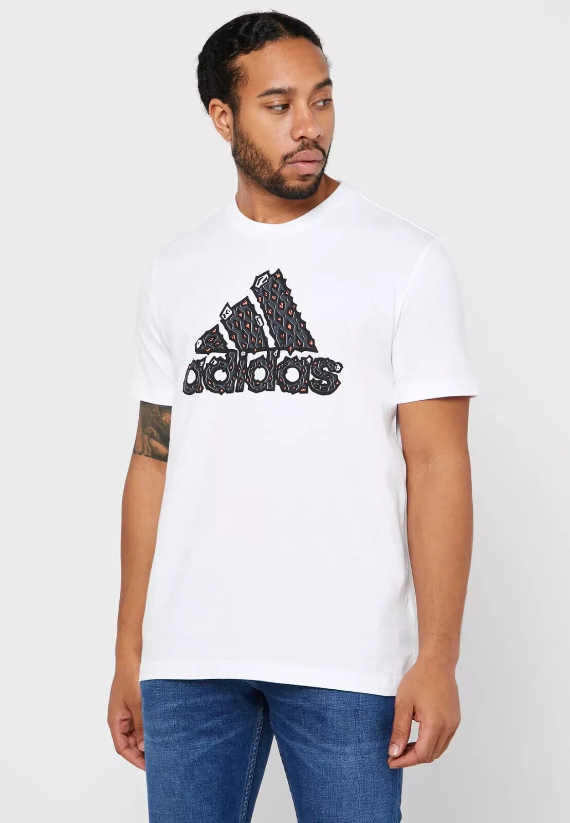 Adidas FJ4559 Men's White Short Sleeve Badge of Sport Football T-Shirt M CL119