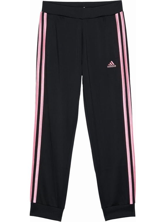 Girl's 3-Stripes Tricot Joggers (Big Kids) Black/Pink X-Large -16 Big Kid)