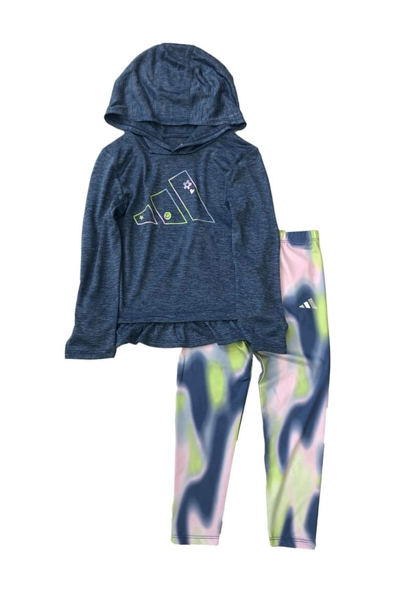 Girls 2pc Outfit Blue Hoodie Tee Shirt & Tie Dye Athletic Pants Set 5